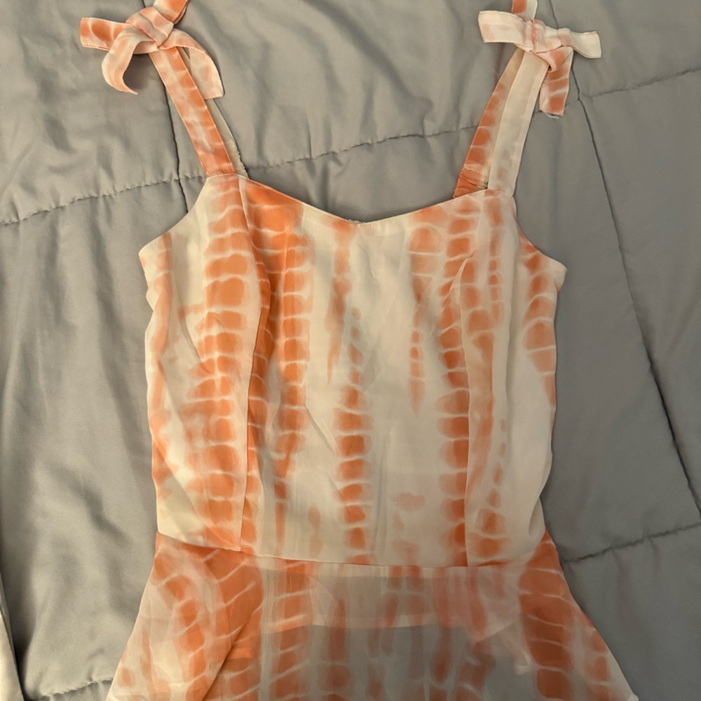 Orange and White Tie-Dye Sleeveless Top